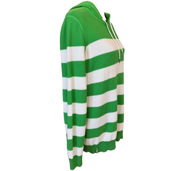 NEW LAUREN ACTIVE RALPH LAUREN Green White Striped Pullover Hoodie Plus Size 1X - Picture 3 of 7